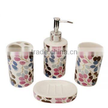 Colourful 4pcs Ceramic Bathroom Accessory Set photo-6