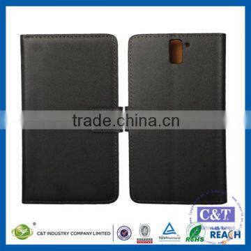 C&T Customized Card Holder Black PU Leather Wallet Case Cover for OnePlus One