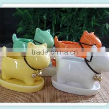 mini ceramic color dog flower pot dog planter for indoor decor