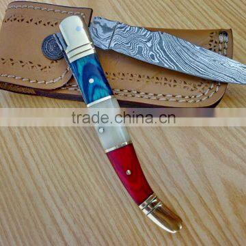A PERFECT HANDLE, HANDMADE DAMASCUS STEEL LAGUIOLE KNIFE