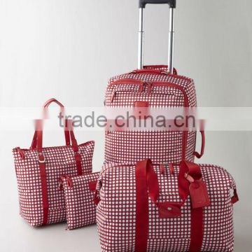 Nylon red with dot luggage sets