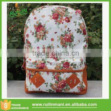 Red Flower Canvas Backpack Produced By Manufacturers China