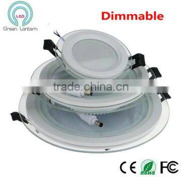 2016 Hot Round 6W 12W 18W glass Dimmable LED Panel Downlight