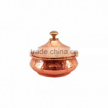 Steel Copper Mughlai Handi With Lid Serving Dish Platter Restaurant Ware Hotel Home No.1