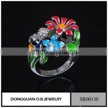 New Arrival Rings Jewelry /Colorful Flower Ring For Women/Stainless Steel Ring Design