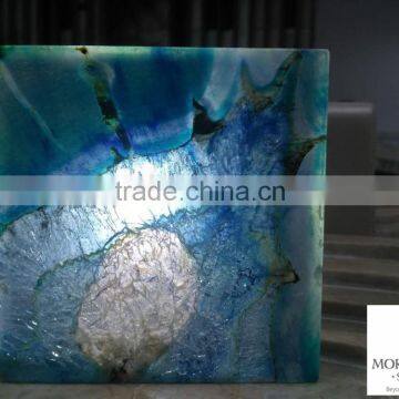 backlit blue agate composite glass panel slab size and price