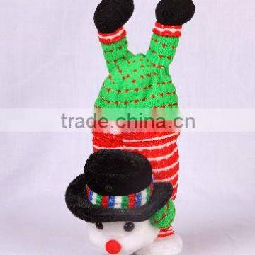 Handstand Snowman stuffed animal plush toy, jumping & moving his feet with music