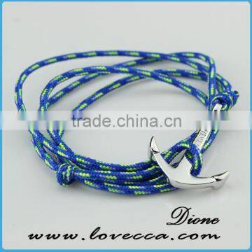 Fashion Mens Logo Custom Nautical Rope Bracelet With Anchor