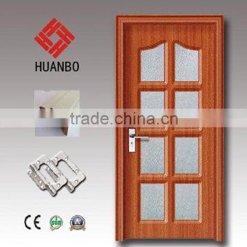 Europe Design Mdf Pvc Wood Internal Glass Insert Door for Toilet