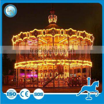 Classical Fairground Rides Double Decker Carousel Outdoor for 48 People for Sale