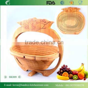 BK009/Vietnam bamboo fruit baskets for restaurants bamboo folding fruit basket cheap rattan and bamboo basket for kitchen