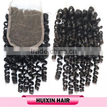 Hot sell grade 7a high quality peruvian hair 4*4 lace closure baby curly hair