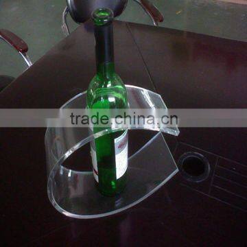 clear acrylic bend single wine bottle holder