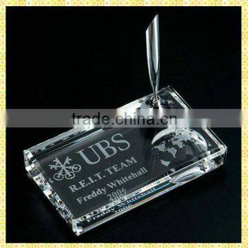 Exquisite Engraved Glass Office Pen Set For Table Decoration