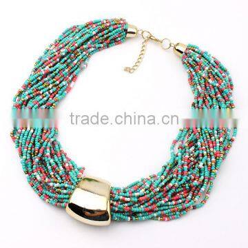 Fashion multicolor african designs beaded necklace jewelry