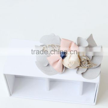 MYLOVE light gray chiffon bow barrette handmade hairpins