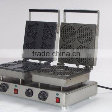 220V double electric waffle bakers, one round shaped and one butterfly shaped waffle maker /Waffle iron