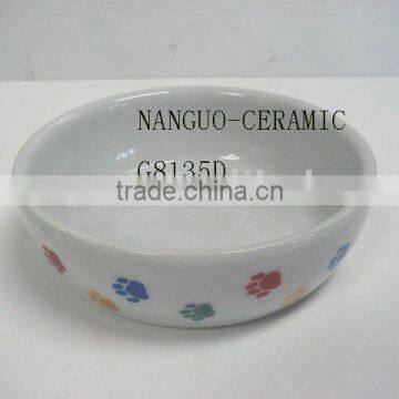 ceramic dog bowl with paw design