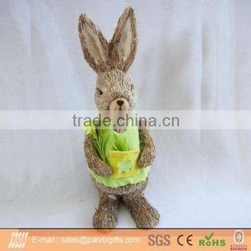 EASTER DECORATION 45CM STRAW BUNNY