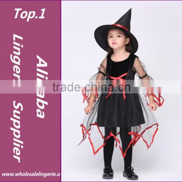 Fairy witch costume for kids girls cosplay clothes for New Year and Christmas long dress hat set kids festival costumes