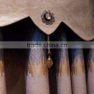 European Style Living Room Colourful Curtain/ Luxury Embroidery Curtains Fabric With Valance photo-3