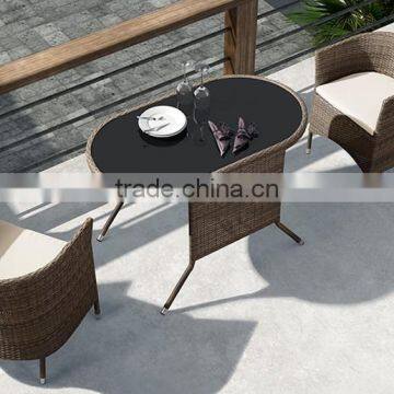 Brown Rattan Table with Chair, Outdoor Aluminum Chair