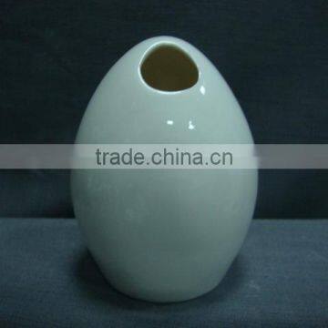 promotional pure white bud stoneware vase,egg shape decorative flower vase,best selling customs white porcelain vase