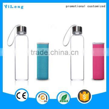 Promotional heat-resistant custom glass water bottle,custom design glass bottle,borosilicate water bottle