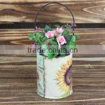 2015 new design paper decal tin flower bucket black flower bucket wholesale