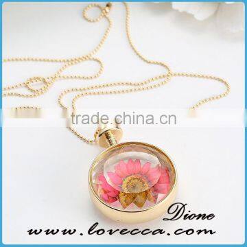 Glass Bottles Necklace Wholesale Dried Real Flower In Glass Necklace photo-4