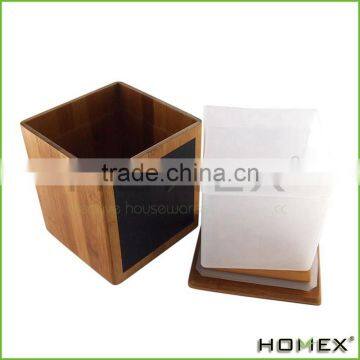Popular Square Bamboo Storage Box With Blackboard Homex_BSCI/ SGS photo-2