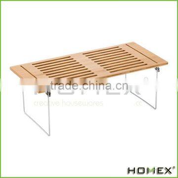 Bamboo 2 layer display shelf for kitchen Homex-BSCI Factory