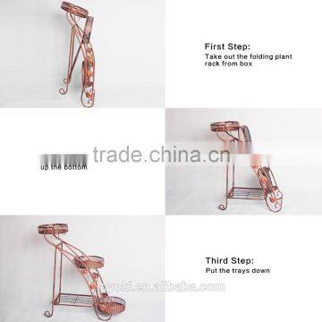 New Design Iron Home Garden Flower Pot Stand Decorate Vintage Bronze Style Shelf Holder 3 Plant Pot Stand photo-5