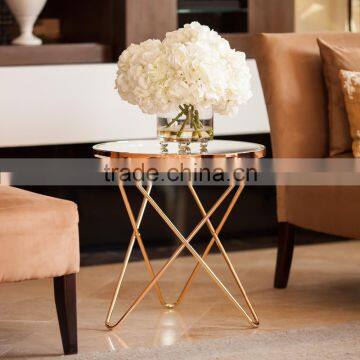 Cooper Metal stainless steel Frame with Glass-top Round End Table for the living room