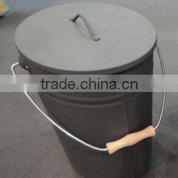 Oval Wooden Handle Black coal hod/fire tools/BBQ Wood Collector/Portable High Quality Ash/Ice/coal Bucket/pails with lid