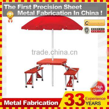 Folding Picnic plasticTable and 4 seats/chairs/bench with Umbrella