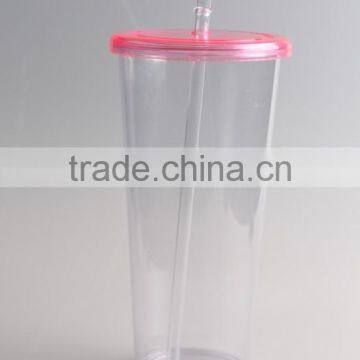 Single Wall Clear Transparent 16oz Plastic Tumbler With Straw And Lids photo-6