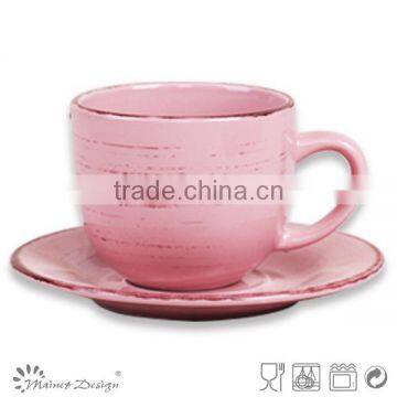 Fashionable design ceramic stoneware tea cup and saucer modern coffee mug and saucer