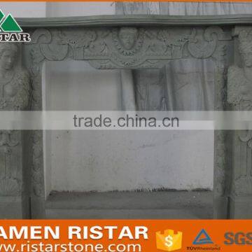 High quality natural black marble fireplace surround mantel RST-FP-K016