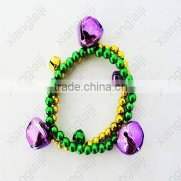 fashion purple,golden&green bell bead bracelet