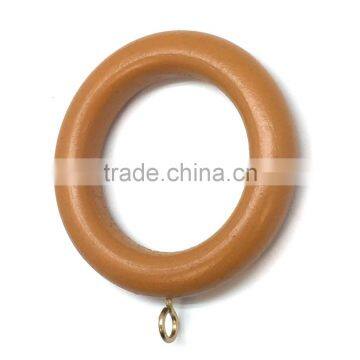 Smooth Wood Curtain Rod Ring With Screw Eye To Fit Curtain Poles Up To 35mm Diameter, Medium Brown Wood photo-3