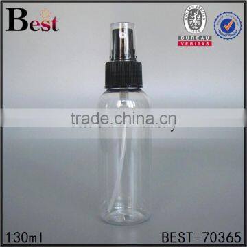 130ml alibaba best sellers cosmetic water toner clear spray bottle high quality round shoulder pet plastic bottle spray cheapest