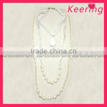 2 Strand Big Pearl Necklace WNK-015