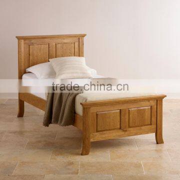 rustic oak wood single bed with good design and 100% solid oak wood furniture