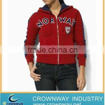 Ladies vintage hoodie sweatshirt with full zip