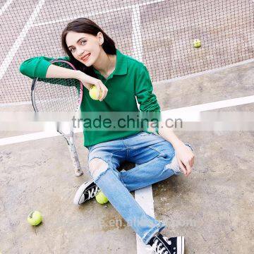 Factory Wholesale High Quality 220g 100% Cotton Long Sleeve Polo Shirt photo-2