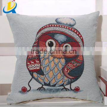 Fancy Owl Design Backrest Embroidery Pillow Cover