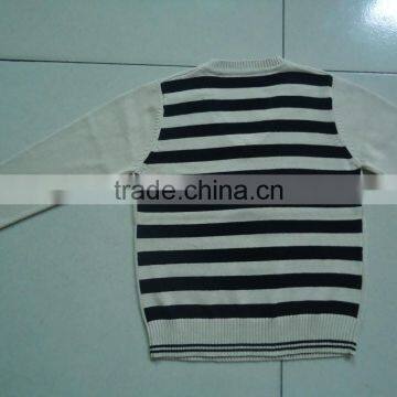 V-neck Pure Cotton Knitting Back Stripe Boys Argyle Sweater photo-2