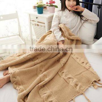 2017 trendy autumn winter cable knit throw blanket