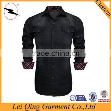 Casual Long Sleeve Slim Fit Button Denim Shirts With Pockets photo-6